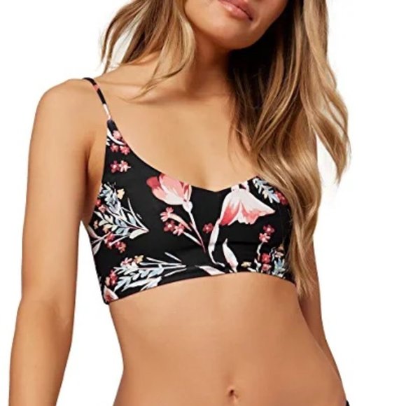 O'Neill Other - XS - O'NEILL - Bralette Back Tie Bikini Swimsuit Top BLACK/FLORAL